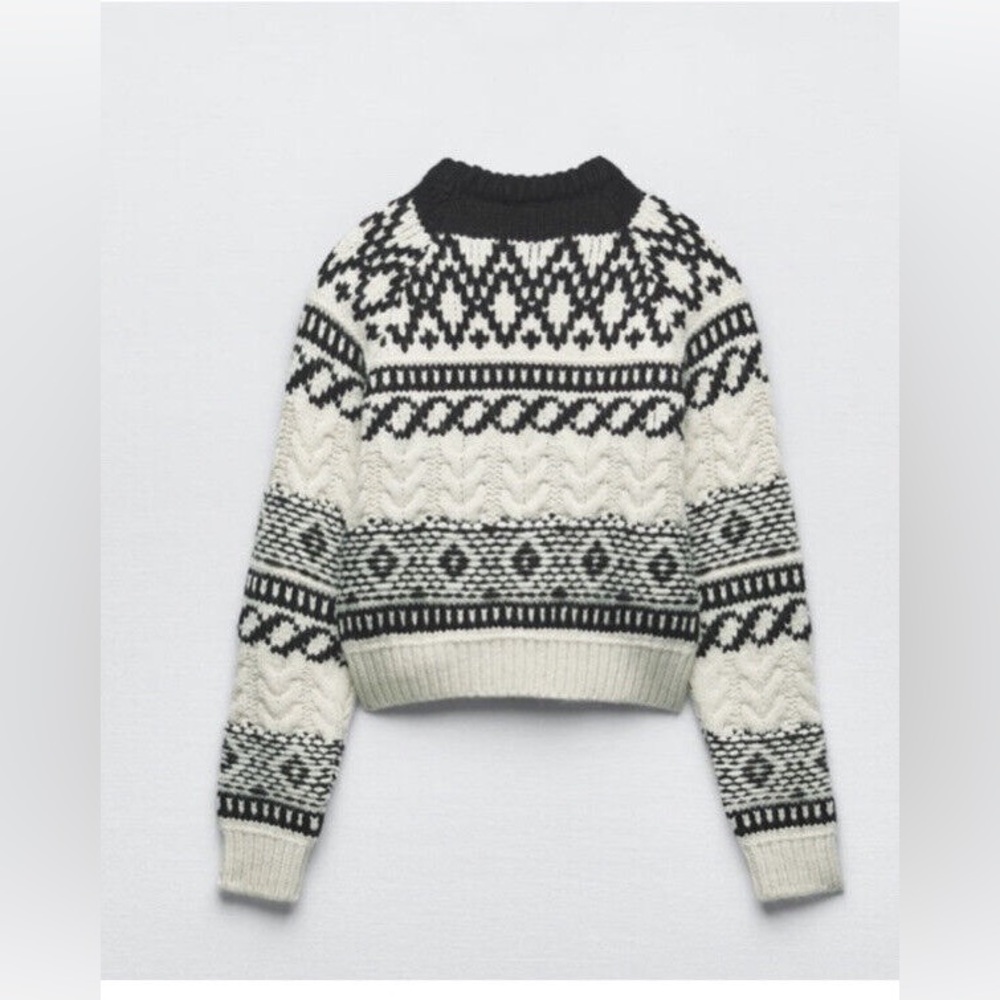Zara Woman Jacquard Knit Sweater